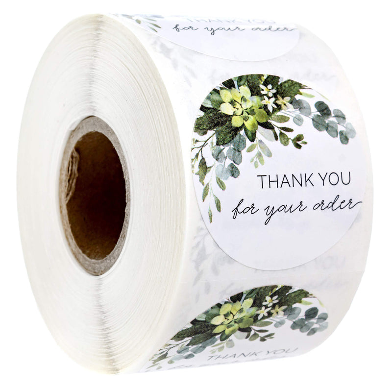 Thank You for Your Order Stickers / 500 1.5" Labels/Beautiful Greenery Business Stickers