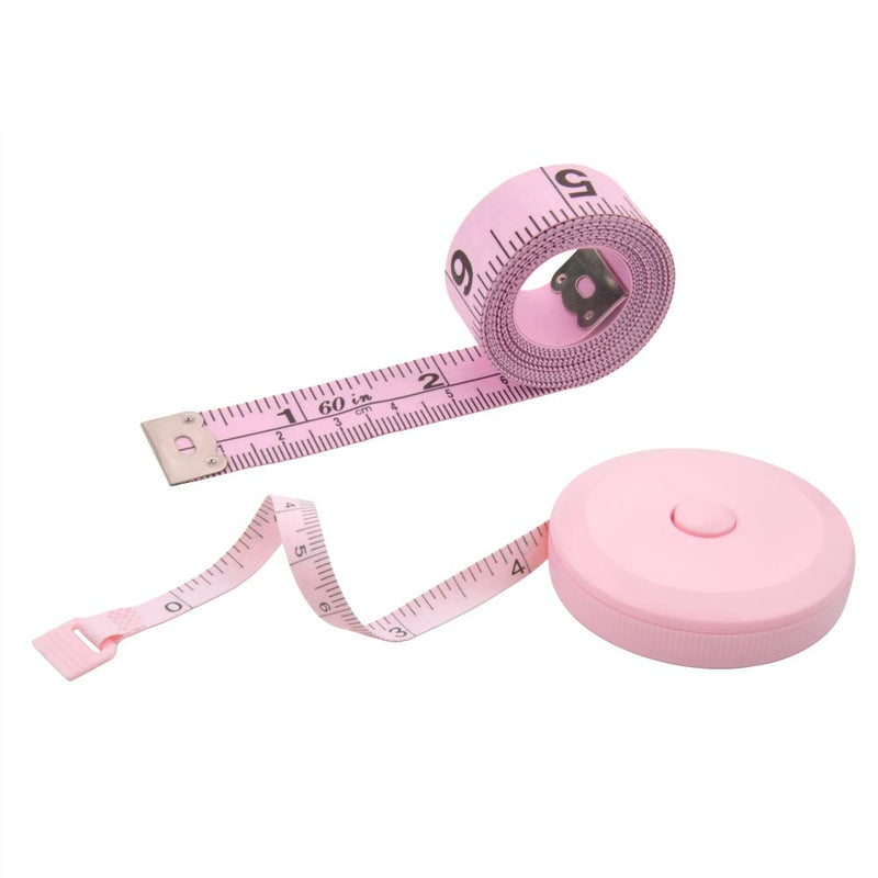 Edtape 2PCS Measuring Tape for Body,Soft Tape Measure for Body Sewing Fabric Tailor Cloth Craft Measurement Tape，60 Inch/1.5M Pink Retractable Dual Sided Measure Tape Set Pink+Pink