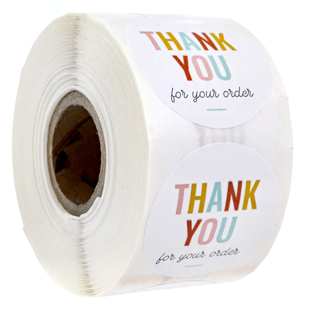 Thank You for Your Order Stickers / 500 1.5" Labels/Multi-Color Business Stickers