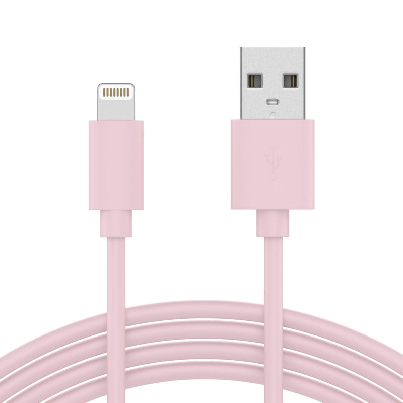 TALK WORKS iPhone Charger Lightning Cable 10ft Long Heavy Duty Cord MFI Certified for Apple iPhone 13, 12, 11 Pro/Max/Mini, XR, XS/Max, X, 8, 7, 6, 5, SE, iPad, AirPods, Watch - Pink Pale Pink