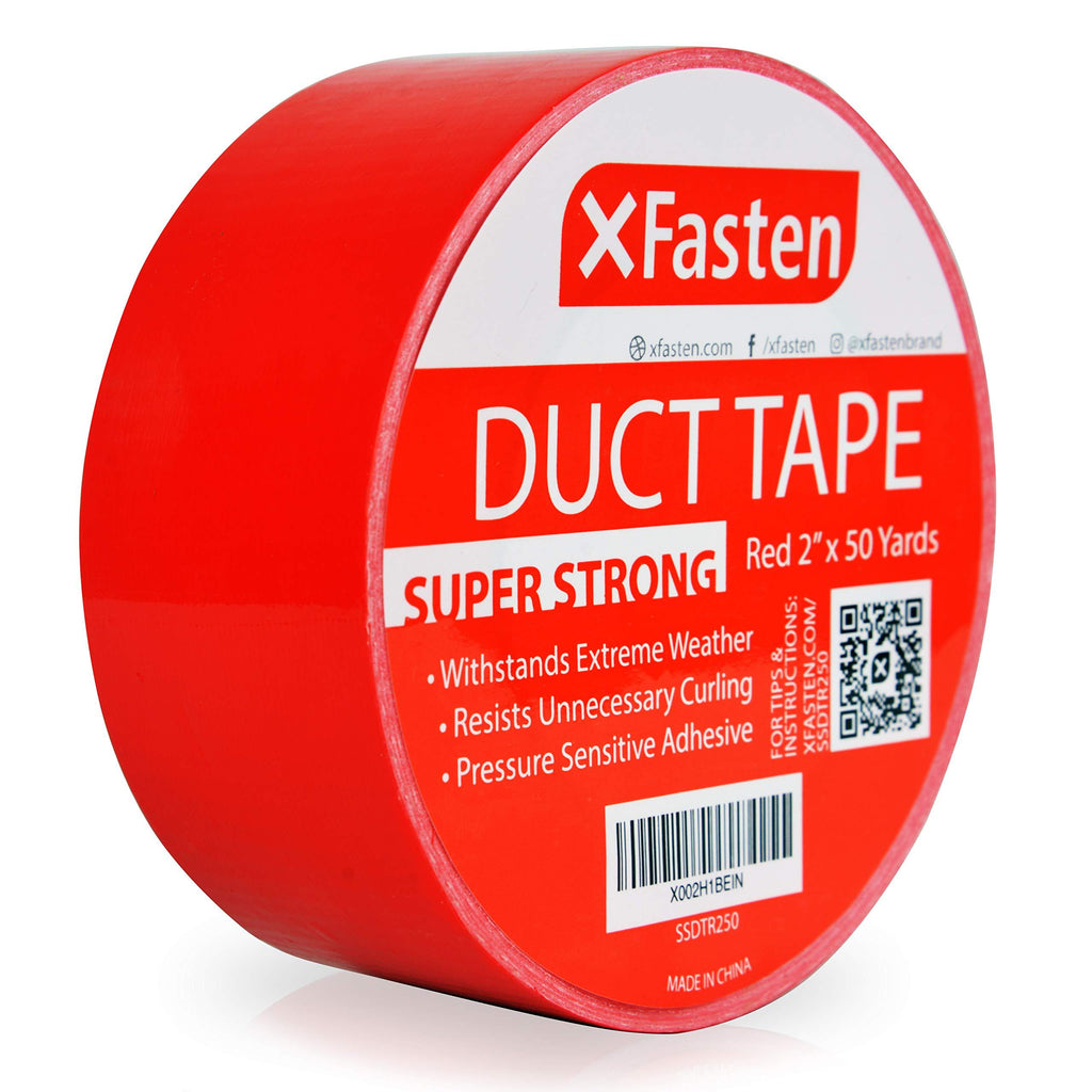 XFasten Super Strong Duct Tape 2 Inches x 50 Yards (Red, 2-Inch by 50-Yards) Red