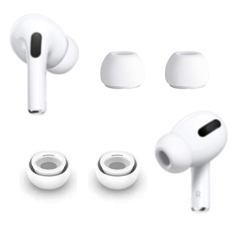 ALXCD 2 Pairs Ear Tips Replacement for AirPod Pro Headphones MWP22AM/A, Silicone Earbud Gel Tips Replacement Accessory, Fit AirPods Pro, Medium Size M White