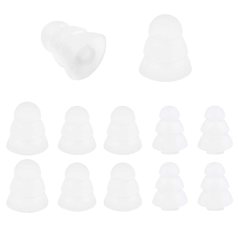 ALXCD Triple Flange Ear Tip, 6 Pairs (S/M/L) Size Triple Three Flange Noise Isolate Silicone Replacementl Cushion Ear Bud Tips with 4mm Connector Hole, Fit for Most in Ear Earphone, S/M/L White White S/M/L