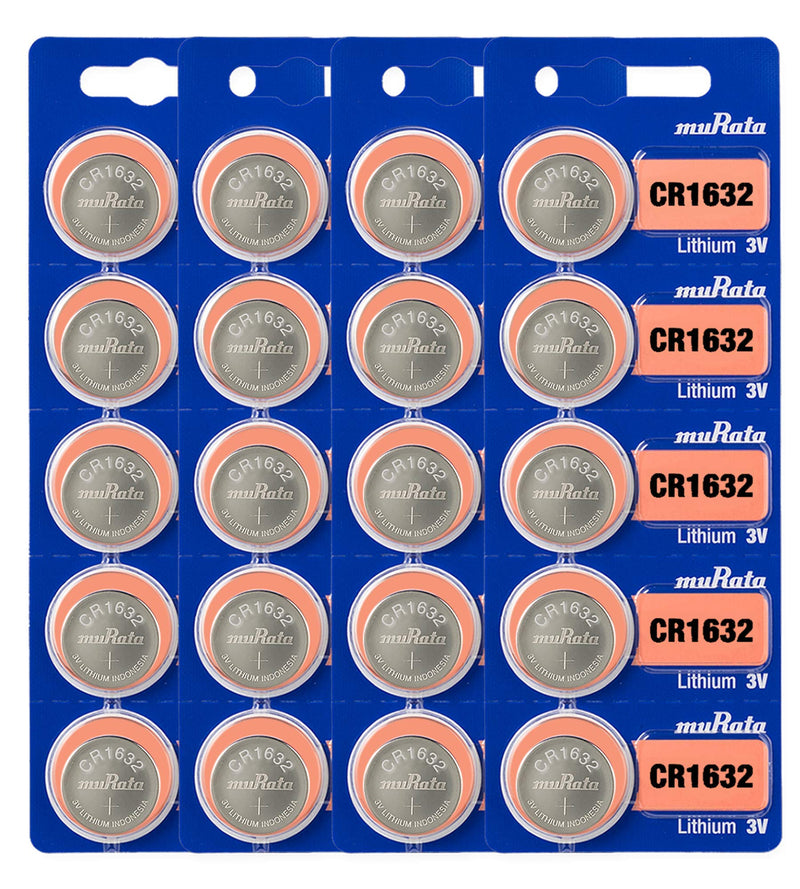 Murata CR1632 Battery DL1632 ECR1632 3V Lithium Coin Cell (20 Batteries) 20 Batteries