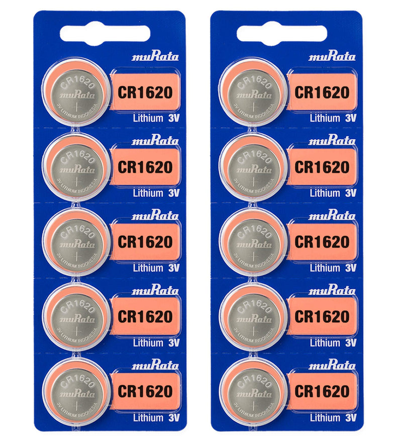 Murata CR1620 Battery DL1620 ECR1620 3V Lithium Coin Cell (10 Batteries) 10 Batteries