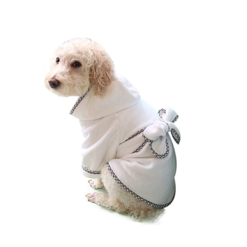 DONGKER Dog Bathrobe, Puppy Hooded Robe Quick-Dry Microfibre Dog Drying Towel with Waist Belt for Small Medium Dog Cat L