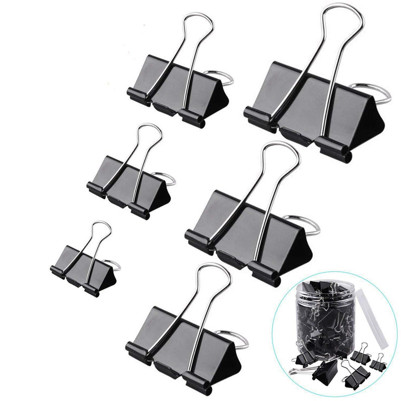 130 Pcs Assorted Sizes Binder Clips, Big Paper Clamps Metal Fold Back Clips for Office, School and Home Supplies, Black