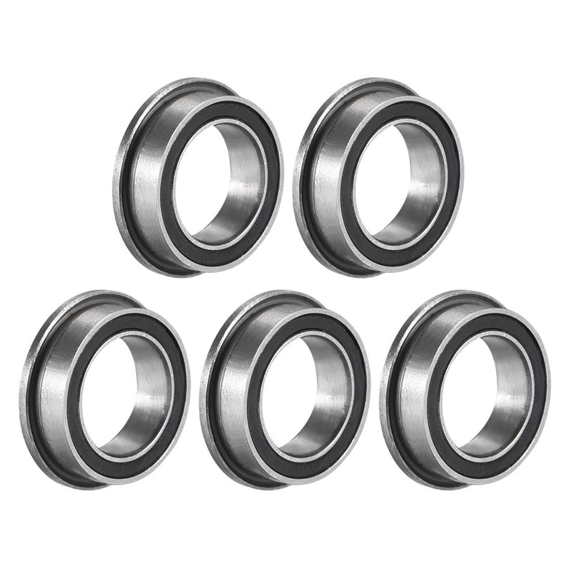 uxcell MF128-2RS Flanged Ball Bearing 8x12x3.5mm Double Sealed (GCr15) Chrome Steel Bearings 5pcs