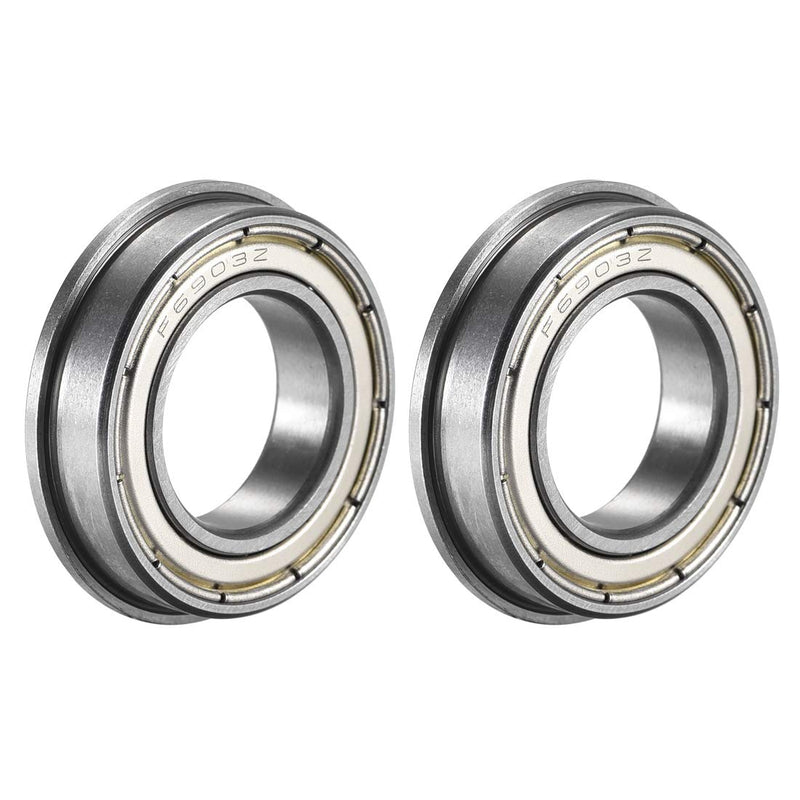 uxcell F6903ZZ Flanged Ball Bearing 17x30x7mm Double Metal Shielded (GCr15) Chrome Steel Bearings 2pcs