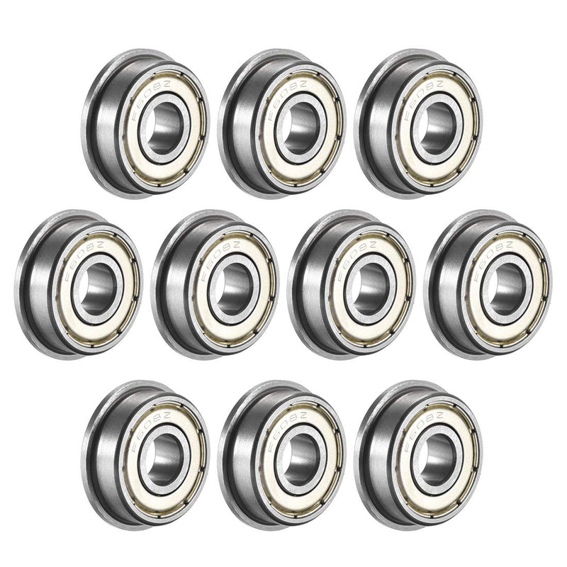 uxcell F608ZZ Flanged Ball Bearing 8x22x7mm Double Metal Shielded (GCr15) Chrome Steel Bearings 10pcs