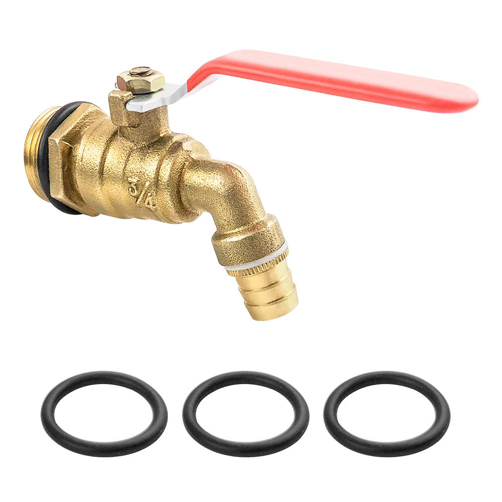 QWORK 3/4" Drum Faucet Brass Barrel Faucet with EPDM Gasket for 55 Gallon Drum 1 Pack