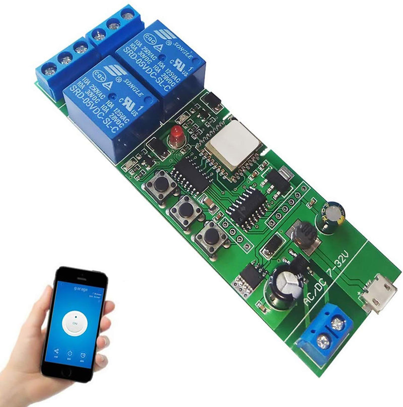 Newgoal Wireless Jog Relay momentary/self-Locking Switch Module DIY Smart Home Remote Control WiFi Relay Switch Ewelink App Compatible with Alexa Echo Google Home IFTTT (DC2) DC2