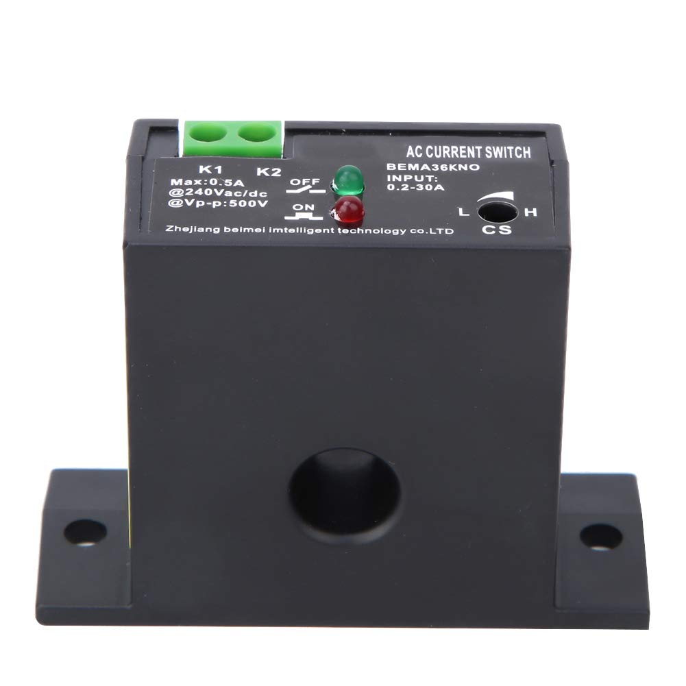 AC Current Sensing Switch Flameproof Adjustable 0.2~30A IP30 Self-Powered Sensing Switch(Normally Open) Normally Open