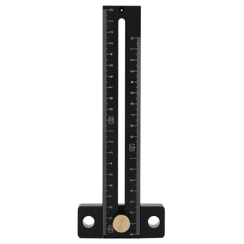 180mm T-Type Scribing Ruler, Metric Scale Black Aluminium Alloy Woodworking Marking Tool, Aluminium Alloy T-Type Ruler for Carpenter