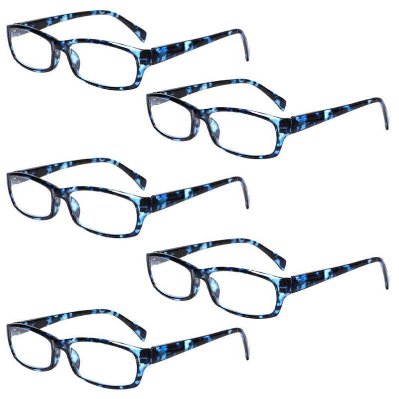 5-Pack Reading Glasses Blue Light Blocking Anti Eyestrain Computer Reading Glasses for Women and Men Readers 5 Pack Blue 0.0 Diopters