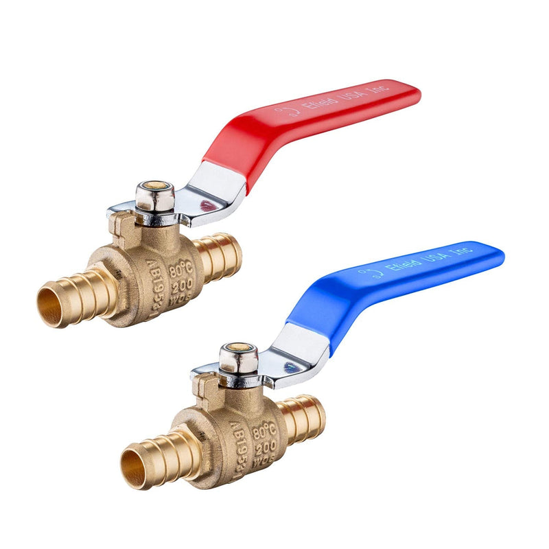 (Pack of 2) EFIELD 1/2 Inch Pex Brass Full Port Shut Off Ball Valve HOT AND COLD, No Lead Brass UPC Certified-2 Pieces