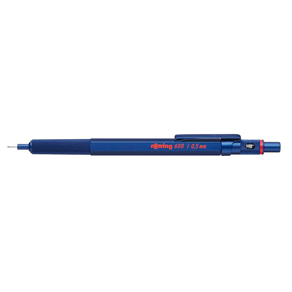 rOtring 600 Mechanical Pencil | HB 0.5 mm | Blue All-Metal Body | Hexagonal Barrel 0.7mm