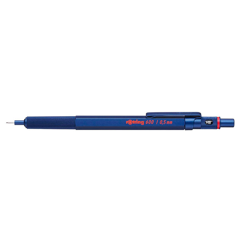 rOtring 600 Mechanical Pencil | HB 0.5 mm | Blue All-Metal Body | Hexagonal Barrel 0.7mm