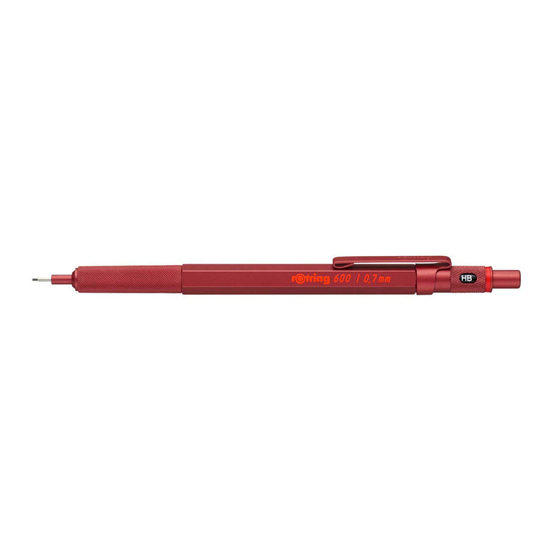 rOtring 600 Mechanical Pencil | HB 0.7 mm | Red All-Metal Body | Hexagonal Barrel 0.7mm