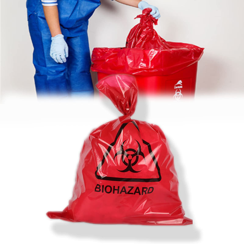 Biohazard Waste Bags - Disposable Safety Bag, Autoclavable, Puncture Resistant, 20 Gal Capacity, 1.77 mil, 45 mircon, 24"x 31" (10 PCS)