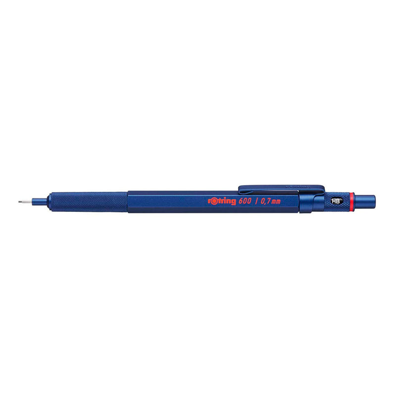 rOtring 600 Mechanical Pencil | HB 0.7 mm | Blue All-Metal Body | Hexagonal Barrel