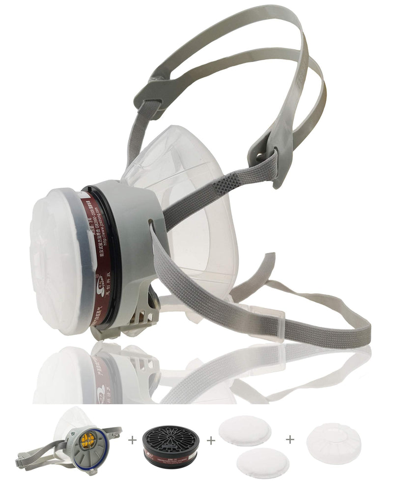 Half Face Reusable Respirator Spray Paint Gas Mask Respiratory Protection Multi-Purpose Dustproof Respirator,Medium(Mask+1 Pack Cartridge)