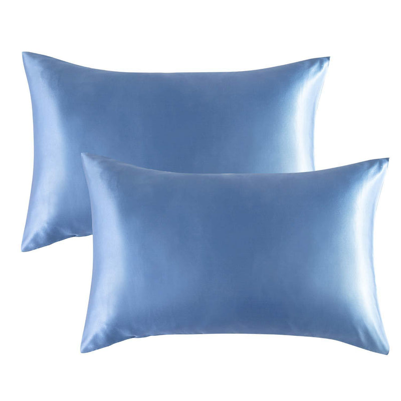 Bedsure Satin Pillowcases Standard Set of 2 - Airy Blue Pillow Cases for Hair and Skin 20x26 inches, Satin Pillow Covers 2 Pack with Envelope Closure
