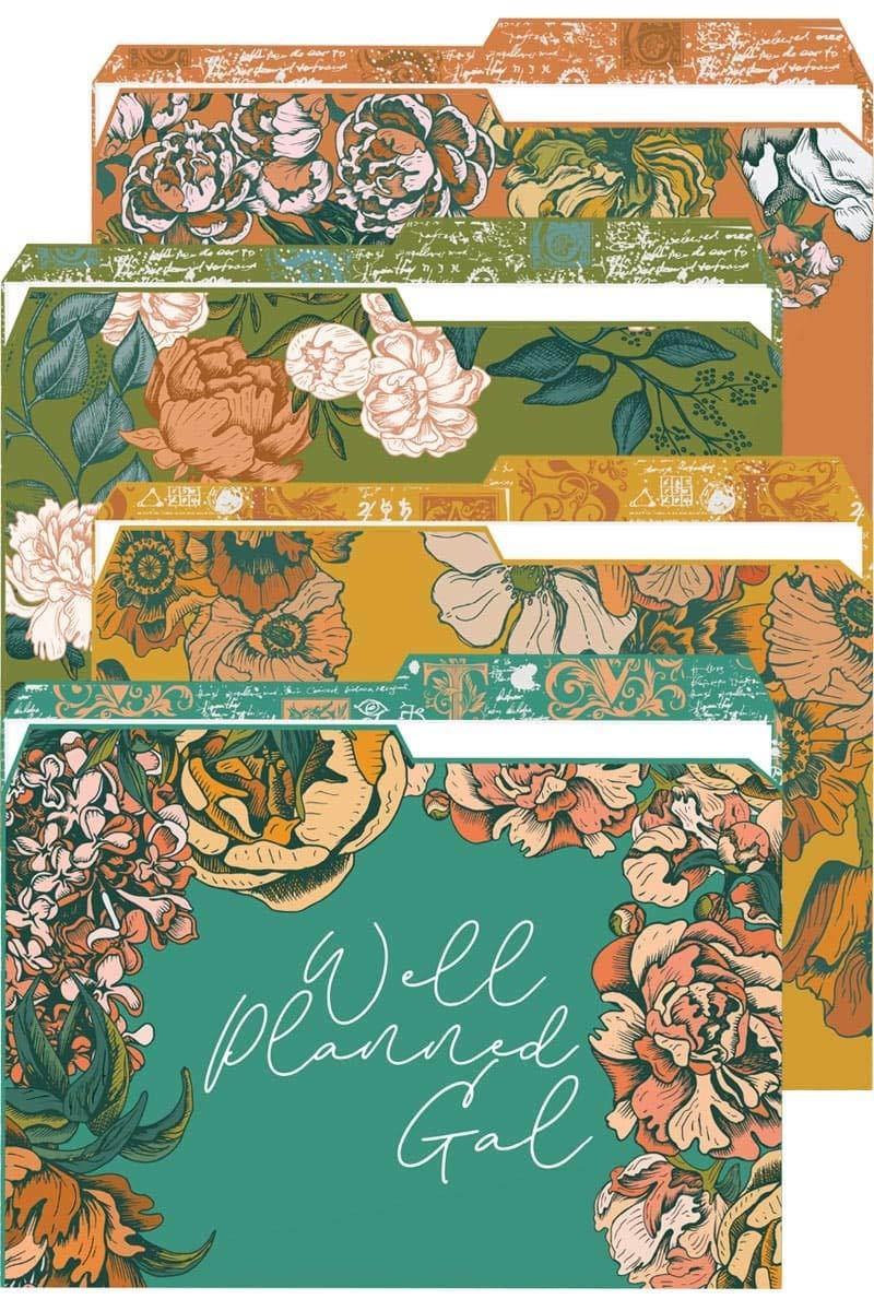 Well Planned Gal Floral Reversible File Folders, 4 Pack
