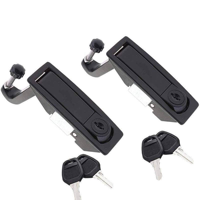 2PCS Sealed Compression Latch Flush Mount Trigger LatchPowder Coated Zinc Alloy Replacement Compression Latches Flush Lever Latches Adjustable Lock 4Pcs Key Black