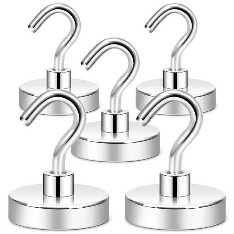 Neosmuk Magnetic Hooks Heavy Duty,100 lb Strong Magnet with Hook for Fridge, Super Neodymium Extra Strength Industrial Hooks for Hanging, Magnetic Hanger for Toolbox, Cruise, Grill, Coat and Storage 5 100lbs plus hooks