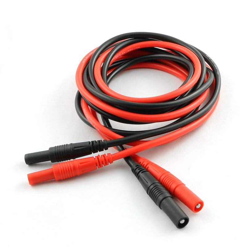 ZYAMY 2pcs Meter Test Lead Extension Male to Female Connector 4mm Banana Plug to Jack Heavy Duty Silicone Wires Multimeter Leads Probes Adapter (1pcs Red + 1pcs Black)