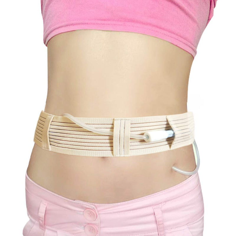 Breathable Peritoneal Dialysis Belt Stretch G/Peg Feeding Tube Holder PD Catheter Covers Bag Drainage Abdominal Fixation Medical Nursing Supplies, Medium(28-41 Inch) Beige Medium (Pack of 1)
