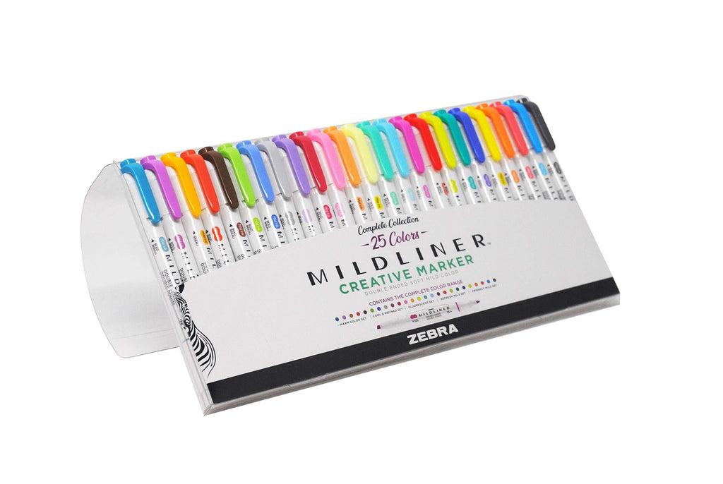 Zebra Pen Mildliner Double Ended Highlighter Set, Broad and Fine Point Tips, Assorted Ink Colors, 25-Pack (78525) 25 Pack