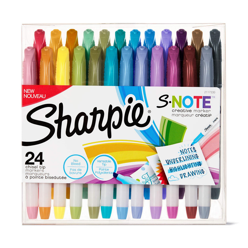 Sharpie S-Note Creative Markers, Highlighters, Assorted Colors, Chisel Tip, 24 Count 24-Count