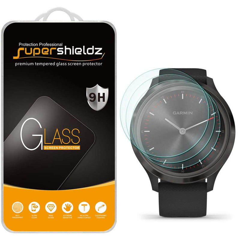 (3 Pack) Supershieldz Designed for Garmin Vivomove 3S Tempered Glass Screen Protector, Anti Scratch, Bubble Free