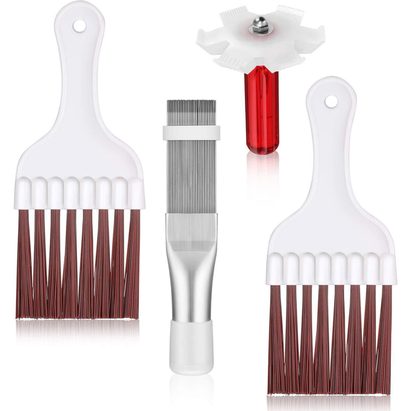 4 Pieces Air Conditioner Condenser Fin Cleaning Brush Coil Condenser Brush AC Fin Comb Stainless Steel Air Refrigerator Fin Cleaner Whisk Brush, 3 Styles