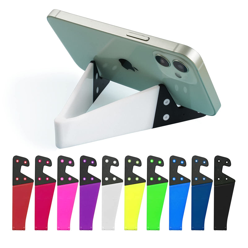 10 Pack Foldable Small Phone Stand for Desk, Pocket Portable Kickstand, Colourful Cell Phone Travel Mount Compatible with Universal iPhone IPads Android by Kemoxan A-10 pack