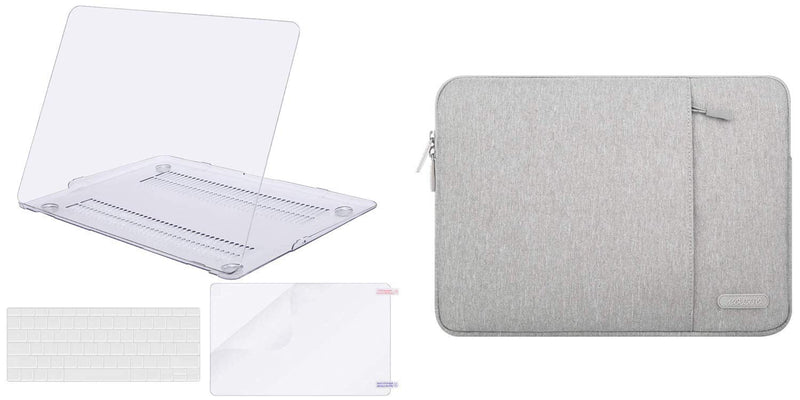 MOSISO Plastic Hard Shell Case & Water Repellent Polyester Sleeve Bag Compatible with MacBook Air 13 inch (Models: A1369 & A1466, Older Version 2010-2017 Release)