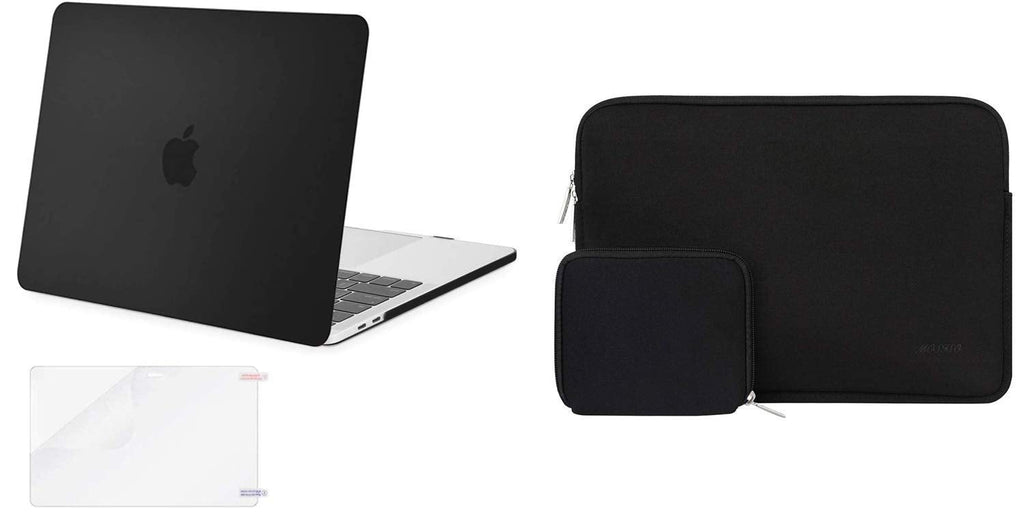 MOSISO Plastic Hard Shell Case & Sleeve Bag Compatible with MacBook Pro 13 inch 2020 2019 2018 2017 2016 Release A2338 M1 A2289 A2251 A2159 A1989 A1706 A1708, Black