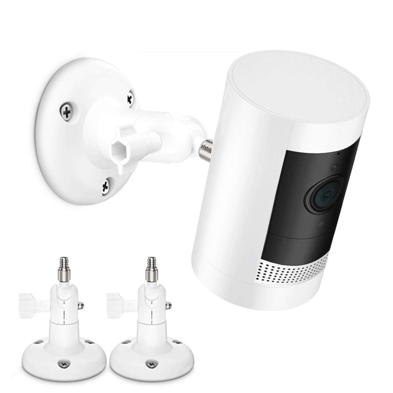 360 Degree Adjustable Mount for Stick Up Cam/Indoor Cam/Battery Cam,TIUIHU Stable Outdoor Ceiling Bracket Mounting Kit for Plug-in HD Security Camera (2-Pack,White) White