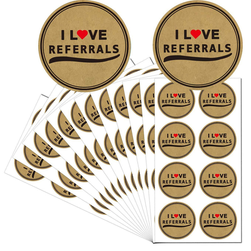 I Love Referrals Stickers 1.5" - Natural Brown Kraft Real Estate Agents and Sales Supplies 504 Round Adhesive Labels (Brown, 1.5 inch)