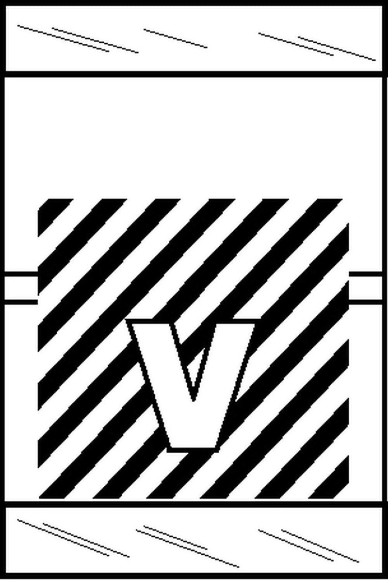 Tabbies Original COL'R'TAB 82050 Series Top Tab Alpha Labels, Black"V", 1-1/2"H x 1"W, Heavy Duty & Fade-Resistant, Made in The USA, 100 Labels/Pack