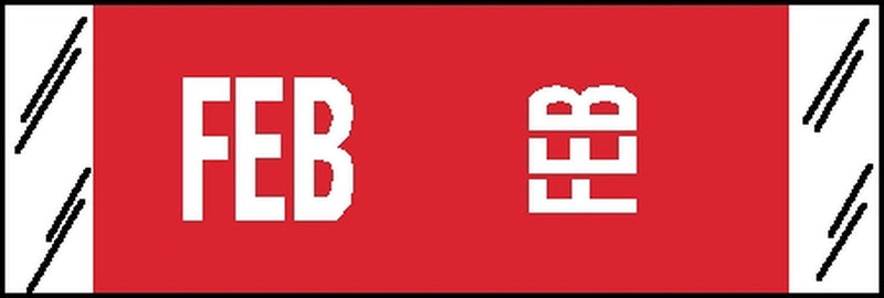 Tabbies Original COL'R'TAB 11880 Series Horizontal/Vertical Month Tabs, Red,"Febuary", 1/2"H x 1-1/2"W, Heavy Duty, Made in The USA, 100/Pack FEBUARY