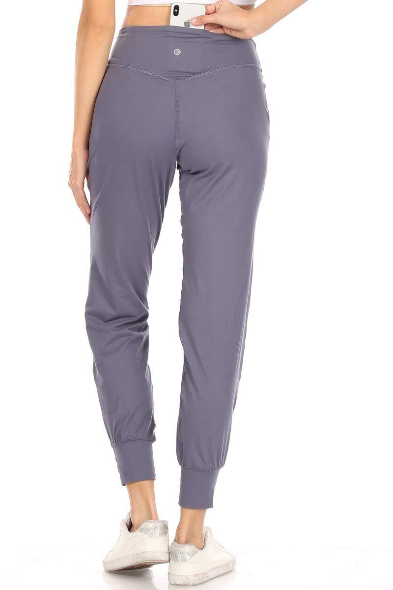 Leggings Depot Women's Printed Solid Activewear Jogger Track Cuff Sweatpants Activeflex Slim-fit Jogger-blue Small