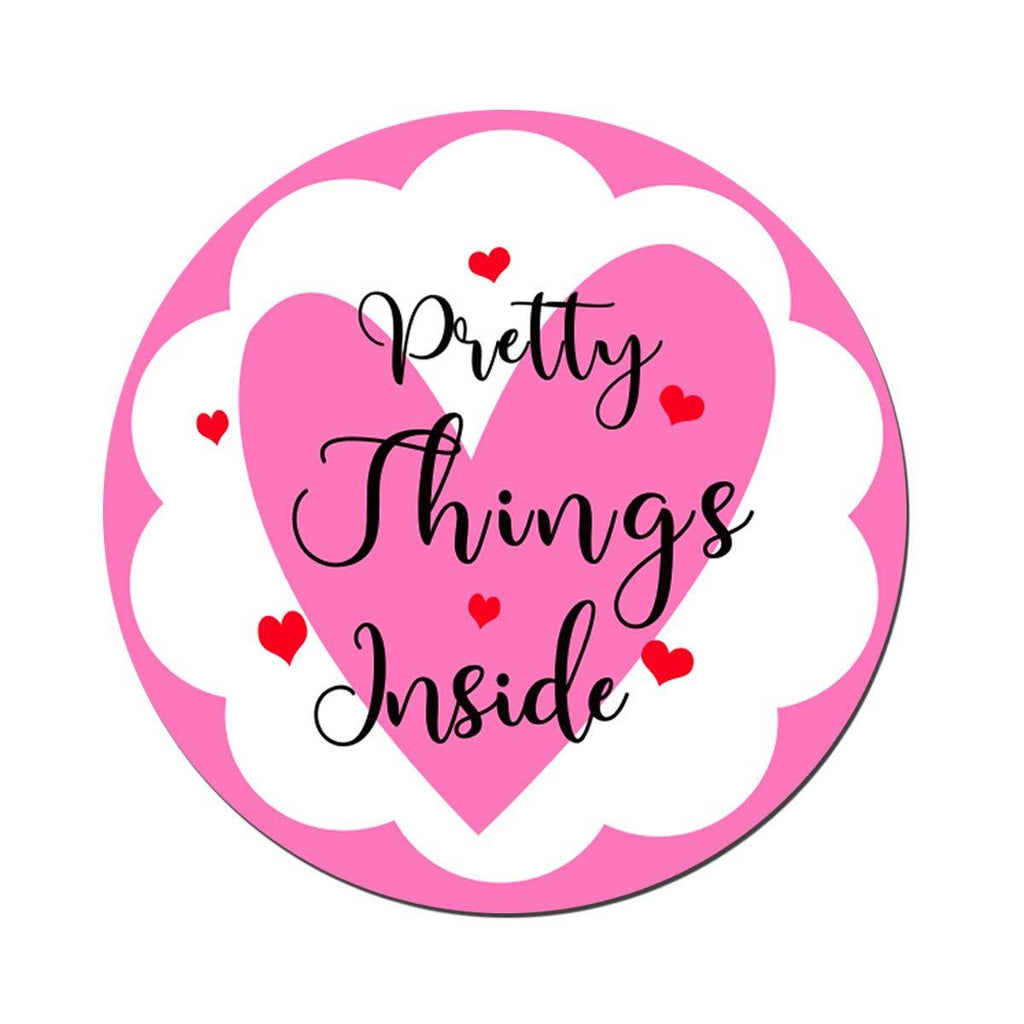 Pretty Things Inside Stickers - Round Heart Thank You Stickers - Thanks for Shopping Small Shop Local Handmade Waterproof Blue Love Labels- 2 Inch （504 pcs） (Pink) Pink