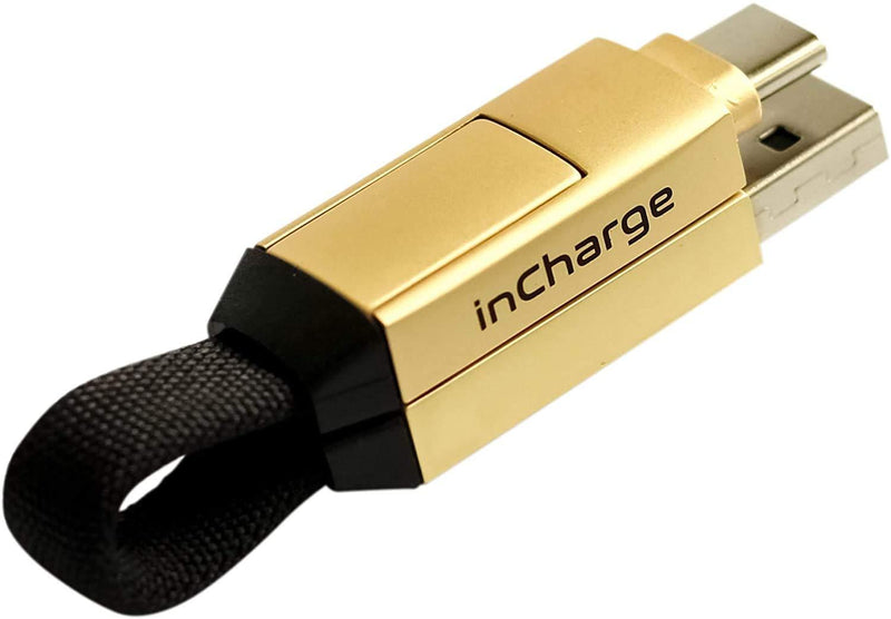 inCharge 6 - The Six-in-One Swiss Army Knife of Cables, Portable Keyring Compatible with Apple iPhone/USB/USB-C/Micro USB Cable for All of Your Devices (Saturn Gold) Saturn Gold