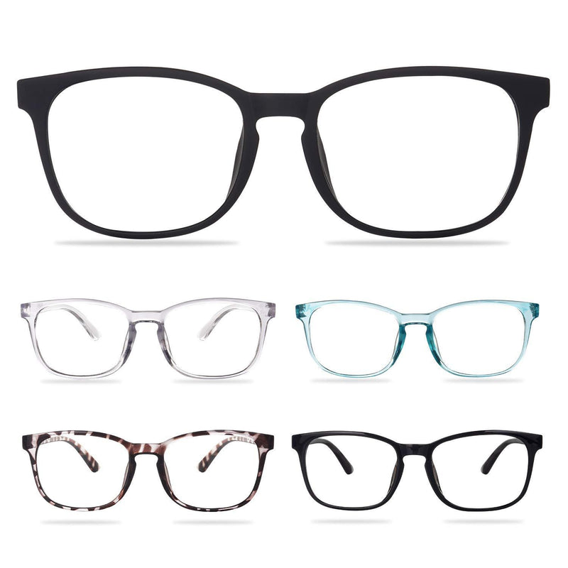 CHEERS DEVICES 5-Pack Reading Glasses Blue Light Blocking, Computer Readers for Women Men Anti Glare UV Filter Eyeglasses 5 Pack Mix Color 0.0 x