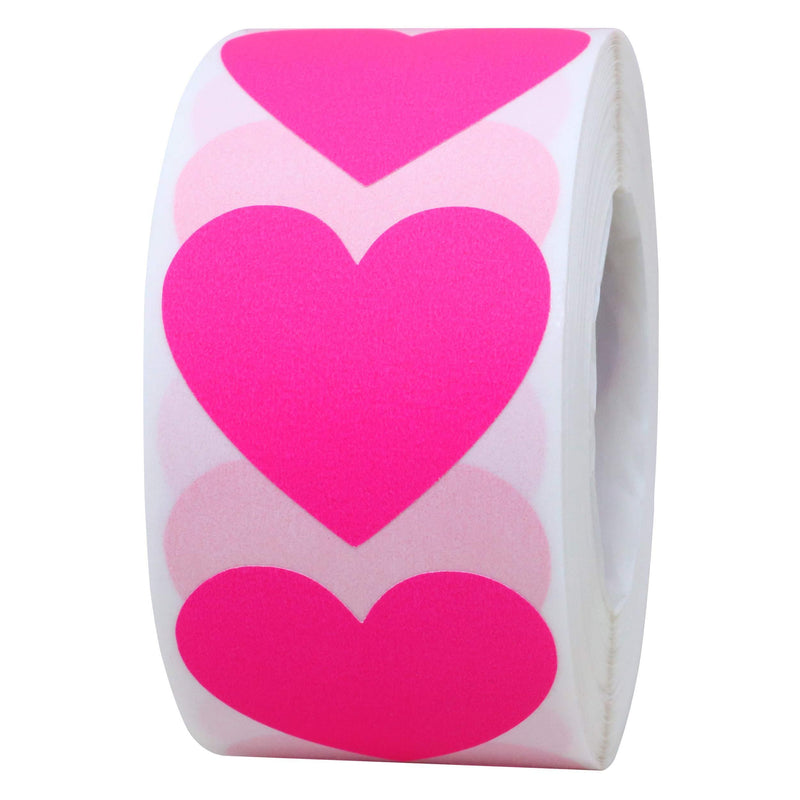 Hybsk Valentine's Day Heart Stickers Labels - Party Decorations Favors Gifts Supplies Total (Fluorescent Pink) Fluorescent Pink