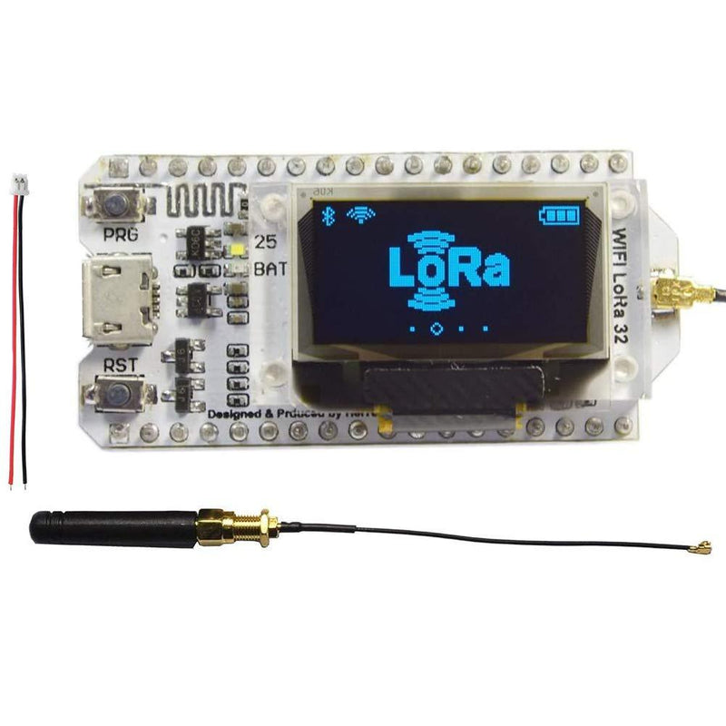 DIYmalls 915MHz ESP32 LoRa OLED 0.96 SX1276 Transceiver Module + LoRa Antenna U.FL IPEX to SMA + 2P 1.25mm Battery Connector for Arduino LoraWan IOT