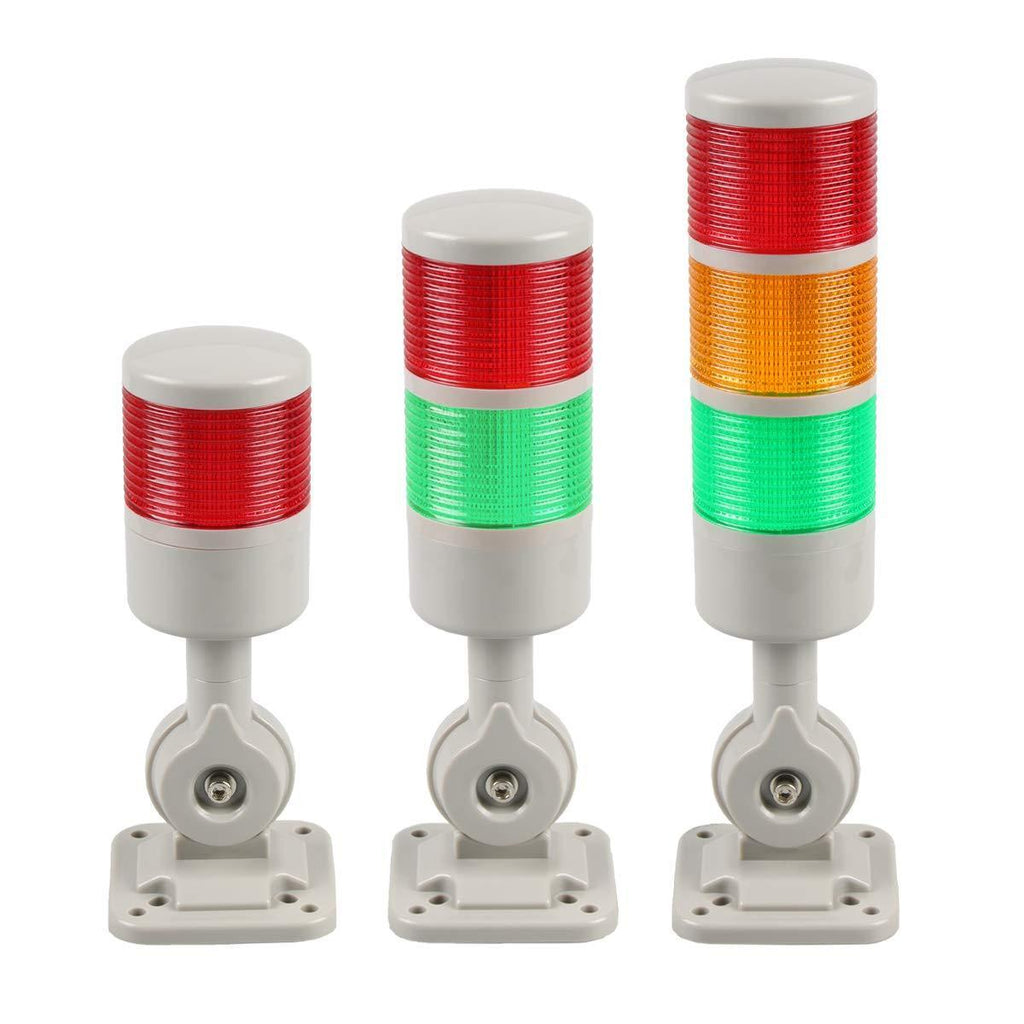 LUBAN Led Signal Tower Stack Lights, Industrial Signal Warning Lights, Column Tower Lamp Andon Lights with Rotatable Base, Steady/Flashing Light Switchable, 110V AC(3-Level, no Buzzer) AC 110V 3-Level/no Buzzer